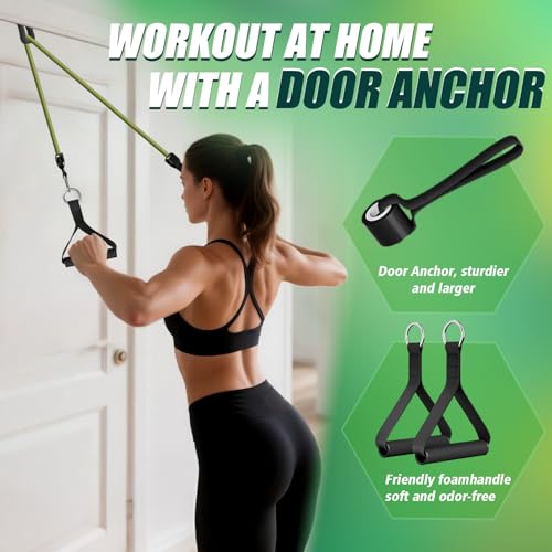 Image of WHATAFIT Resistance Bands, Exercise Bands, Workout Bands with Handles, Door Anchor and Ankle Straps, 5 Resistance Levels Fitness Bands for Strength Training, Physical Therapy, and Home Gym Equipment
