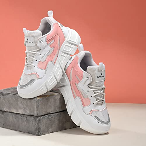 Image of ROWLANS Women's Synthetic Leather Stylish /Comfortable /Running /Gym Lace-Ups Sports Shoes