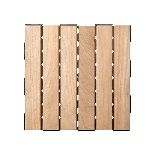 Snap & Go Dalle en Bois Teck Naturel (Lot de 4) - Miel 30 x 30 cm
