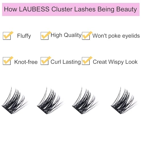 Image of Cluster Lashes 72 Individual Lashes D Curly Lash Clusters Volume Eyelash Clusters DIY Lash Extension Kit Fluffy Cluster Eyelash Extensions (01-0.07D, 14mm)