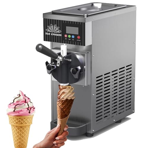 DDZJTPP Máquina Helado Suave Un Solo Sabor,De Sobremesa,Producción 4-5kg Piezas/Hora, para El Hogar,con Tolva De 2,5 L Y Cilindro De 1 L, Preenfriado Y Pantalla LCD 450w Grey