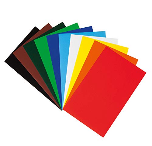 folia 750 - Mappe mit farbig sortiertem Buntpapier, gummiert, 10 Blatt, 80 g/qm, ca. 18,5 x 29,7 cm, ideal für vielfältige Bastelarbeiten, bunt
