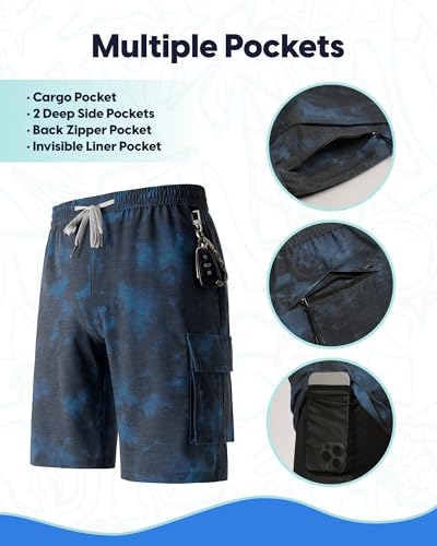 maamgic Mens Swim Trunks with Compression Liner 9 inch Quick Dry Men Bathing Suit Stretch Board Shorts3