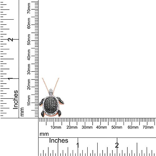 1/4 Natural Round-Cut Black & White Diamond Turtle Pendant In 14K Gold Over Sterling Silver (0.25 Cttw, I2-I3 Clarity)2