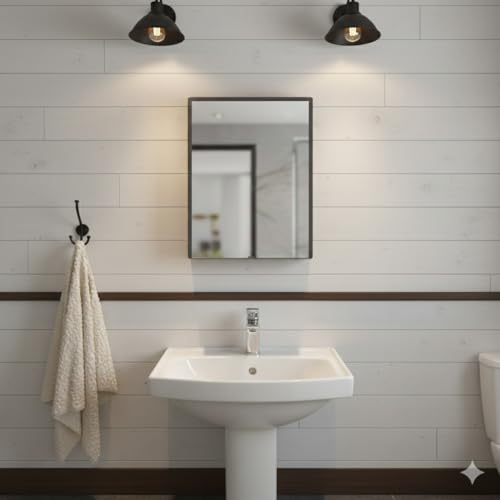 Image of CIPLA PLAST New Rich Look Bathroom Cabinet with Mirror | Storage Organiser | Strong Plastic Bathroom Shelves Wall Mounted | Bathroom Accessories| Mirror Cabinet (Metallic Grey)