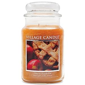 Village candle warm apple pie large glass apothecary jar scented candle 2125 oz brown  urban country home decor