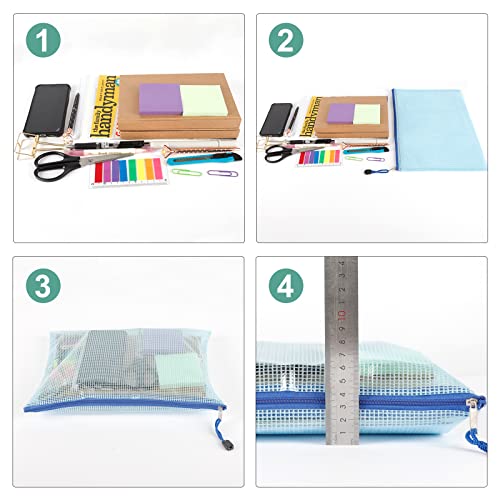 Eoout 16Pcs Mesh Zipper Pouch Document Bag, Zipper Bags For Organizing, Waterproof Zip File Bags, Letter Size, A4 Size, For School Office Supplies, Storage Bags, 8 Colors #TOP6