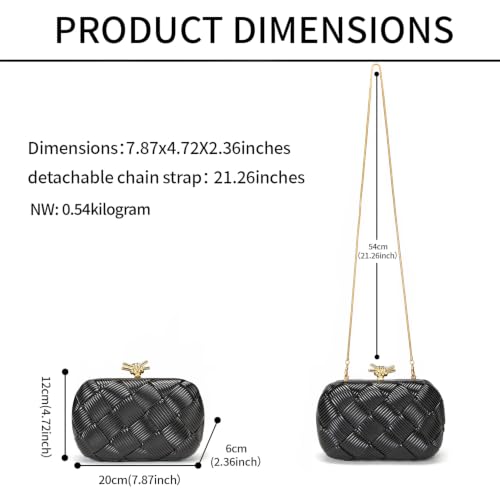 Image of Clutch Purses for Women, Vegan Leather Evening Handbag with Gold Chain