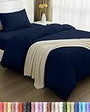 Utopia Bedding   Housse de Couette 135x200cm, Drap Housse 90x190cm et Taie d'oreiller 50x75cm   Microfibre brossée Polyester Douce (Bleu Marine)