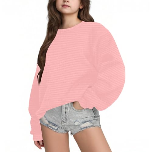 Girls Long Sleeve Shirts Crew Neck Oversized Sweatshirts Fall Loose Casual Pullover Tops Fashion Clothing 5-14 Years