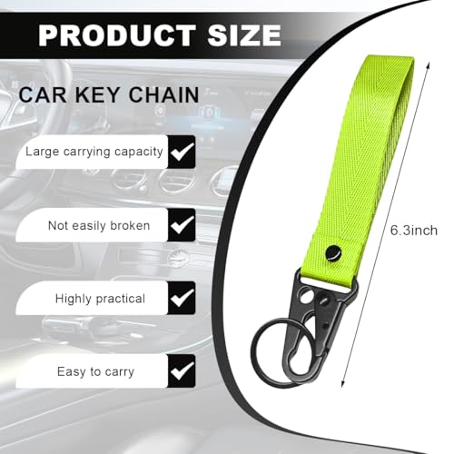 Image of Wevdn Car Key Chain, Fabric Metal Practical Multifunctional Motorcycle Keychain, Anti-Lost Keychain with O-Ring for Men Women (Fluorescence Green)