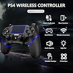 Upgraded Wireless Controller for Ps4 Gamepad Compatible with Ps4/Pro/Slim/Windows PC,Joystick for PS4 with Touchpad/Stereo Headphone Jack/Six-axis Motion Control/Charging Cable (Black) - Image 2