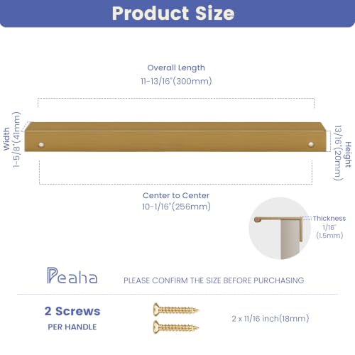 Image of Peaha 10 Pack Kitchen Cabinet Handles 10-1 /16 inch Champagne Bronze Finger Pull | Edge Pulls Bronze Cabinet Pulls Modern Hidden Dresser Drawer Handles Aluminum Alloy Closet Bedroom Living Room