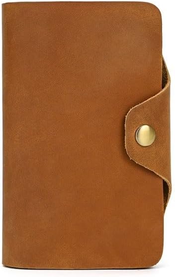 Men's Genuine Leather Wallet with Vintage Snap Closure Long with Multiple Card Slots