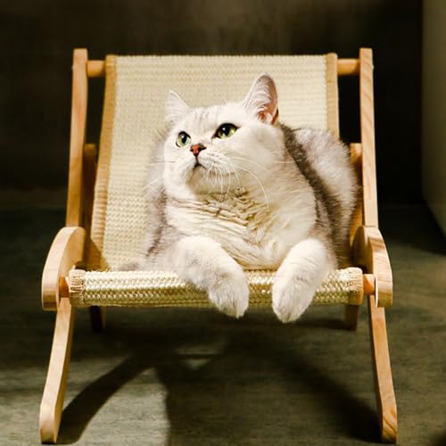 Evita arañazos en sofás con esta silla rascador para gatos de sisal con tumbona regulable 5