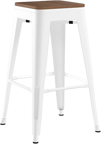 Miniatura 38 de Changjie Furniture Juego de 4 taburetes de bar con asiento de madera, taburetes de bar sin espalda, taburetes de bar industriales de altura de