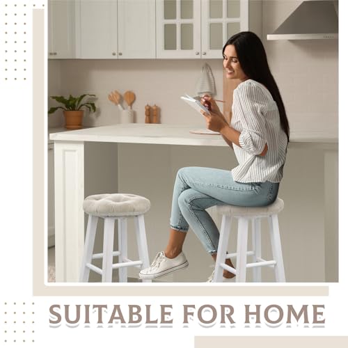 Image of Marsui 4 Pieces Bar Stool Cover Non Slip Padded Cushion, 12 Inch, Beige