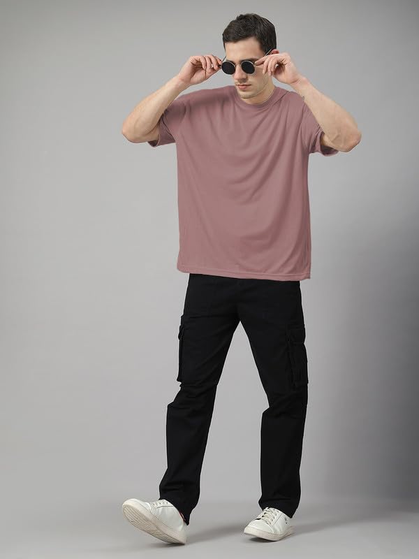 Image of CHKOKKO Oversized Tshirt for man Solid Classic Round Neck Loose Fit Half Sleeve Soft and Comfortable Casual Stylish wear for Summer