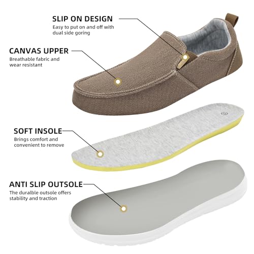 Mens Hands Free Slip-on Loafers Shoes Wide Width Casual Canvas Loafers Shoes Mens Boat Shoes Lightweight Non-Slip Walking Shoes Soft Sneakers2