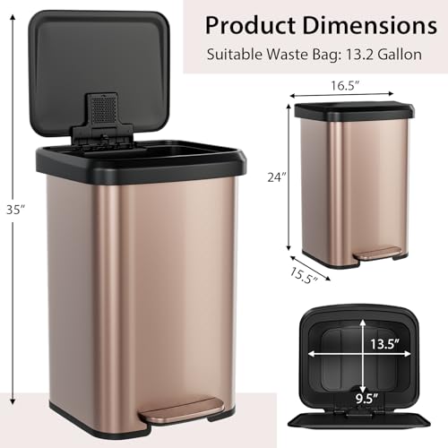 Caneca de Basura de Acero Inoxidable 50 L Rectangular miniatura 7