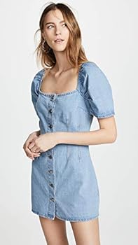 white christmas dresses Self-portrait Denim flared dress Blue - Women main image 1