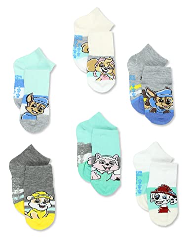 Nickelodeon Paw Patrol Pups Boys Toddler 6 Pack Gripper Quarter Socks