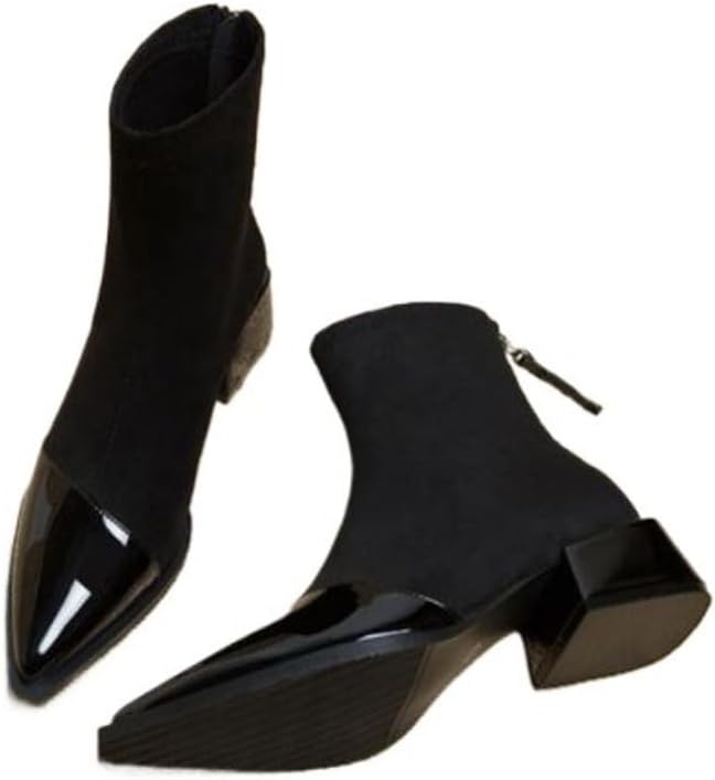 Women's Short Boots Fall Winter Stylish Pointed Toe Thick Heel High Heels Slim Fit Single Shoes Spring Autumn Fashion Footwear