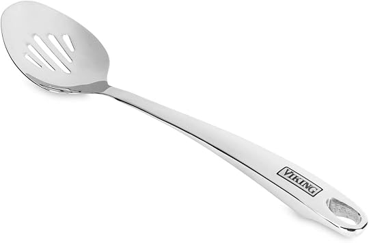 Viking Kitchen Utensils Set, 6 Piece Stainless Steel Cooking Utensil Set, Includes Spatulas, Spoons, Pasta Fork, and Deep Ladle, Hollow Forged, Silver