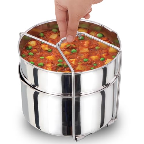 Hawkins Two-Dish Stainless Steel Set, Cooker Separator, Pressure Cooker Pots, Silver (SDS3)