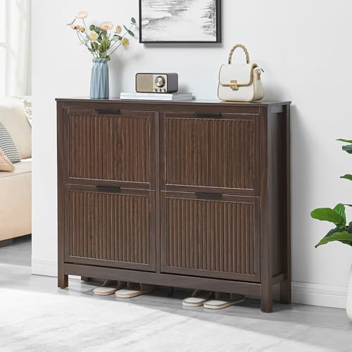VIPLUMI 4 Flip Drawers Shoe Cabinet Storage for Entryway, Narrow