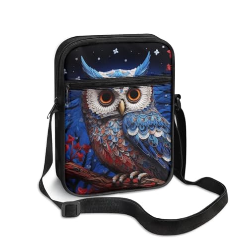 Owl Print Crossbody Bags for Women Waterproof Satchel Messenger Bag with Zipper Pockets2