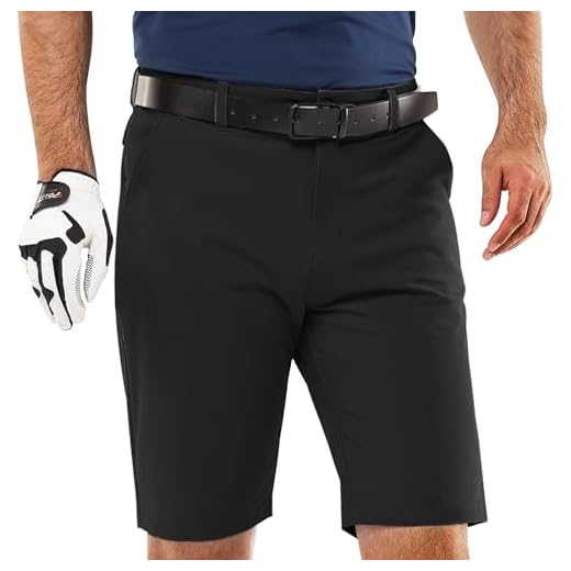 33,000ft Men's Golf Shorts UPF 50+ Stretch Shorts 10 Inch Bermuda Shorts Dry Fit Causal Shorts Work Shorts for Golf Work, black, 24