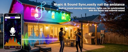 Image of Permanent Outdoor Lights, 200FT RGB LED Smart Eaves Lights with 120 LEDs, IP67 Waterproof, Remote /APP Control, DIY Scene Modes, Music Sync Lighting for Party, House, All Holiday Decorations