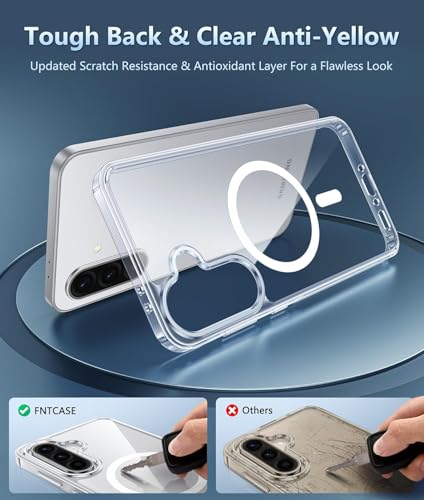 Image of DIZORO Magnetic for Samsung A17 5G Case Clear [Compatible with MagSafe][Anti-Yellowing][Built-in 4 Airbags][Military Grade Protection][Shockproof Slim] Samsung A17 Phone Back Cover (Clear)
