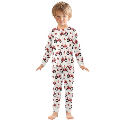 Pajama Sets Long Sleeve Red Tractors Strawberries Soft Comfy Sleepwear 2 Piece PJS 3-8T2