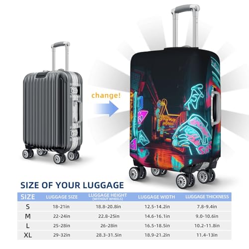 Travel Luggage Cover Neon Art Suitcase Protector Elastic Washable Stretch Suitcase Protector Anti-Scratch Travel Suitcase Cover Fit 18-32 Inch Luggage2