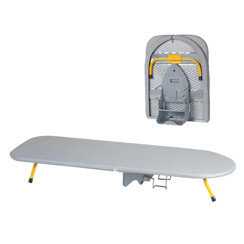 Table à Repasser, Planche à Repasser compacte Pliable, Petite Planches à Repasser avec Repose-Fer, Planche à Repasser Pliable avec Pieds AntidéRapants, 89...
