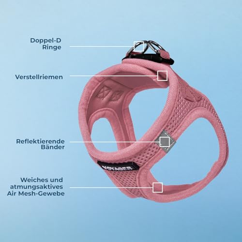 Voyager Step-In Air Hundegeschirr by Best Pet Supplies - All Weather Mesh Step in Vest Harness für kleine und mittlere Hunde, Rosa, size XS - Brust 33-37 cm