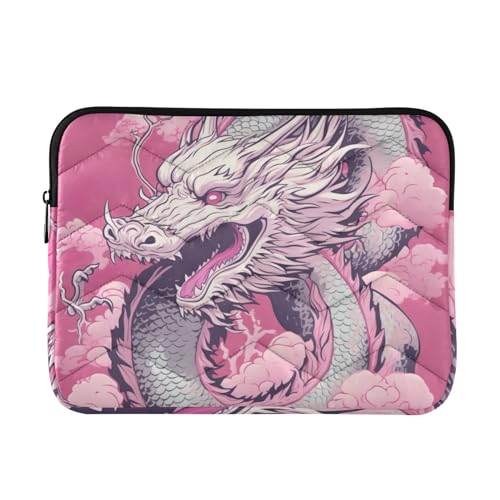 Funda impermeable para laptop 13-14 pulgadas con diseño dragón rosa