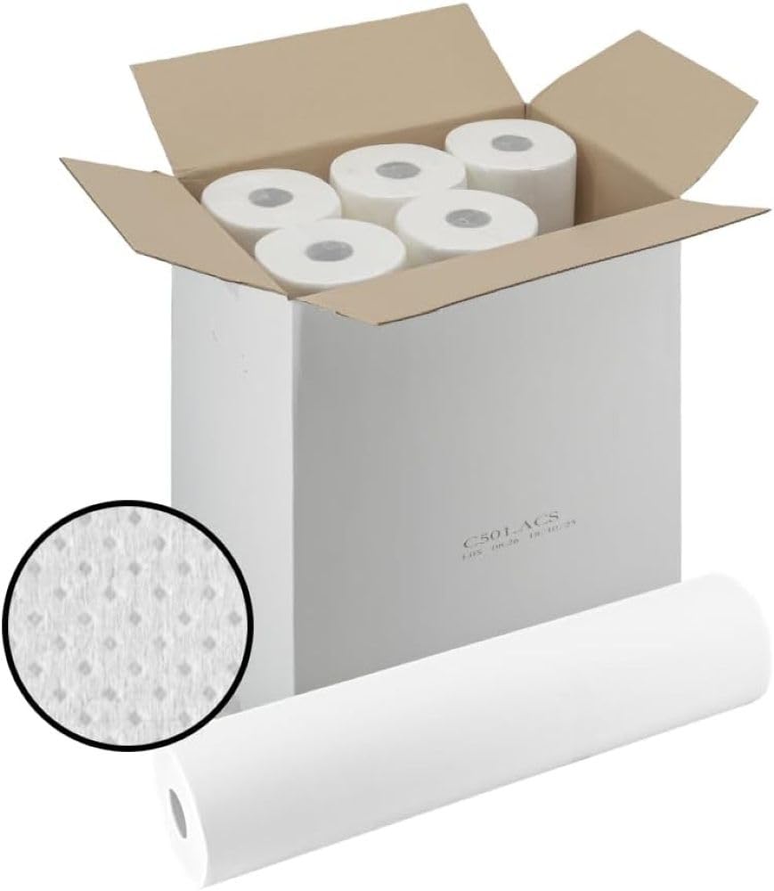 Lenzuolino medico cellulosa italiana 60 cm x 50 metri - 2 veli 6 rotoli - in scatola bianca anonima