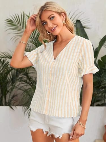 Image of OM SAI LATEST CREATION Women's Crepe Knit Blouse Ballon Butter Fly Sleeve Lace Tops Casual Loose Top