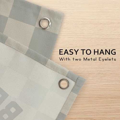 Image of Motivational Quotes Boys Room Decor，Be Strong Courageous Bibie Joshua 1:9 Playroom Decor Linen Canvas Banner,Vintage Checkered Wall Hanging Flag Decor for Kids Toddler Room 30x20 bestrong