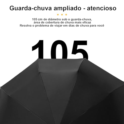 Guarda-Chuva Abertura e Fechamento Automáticos Com Luz LED (Preto)
