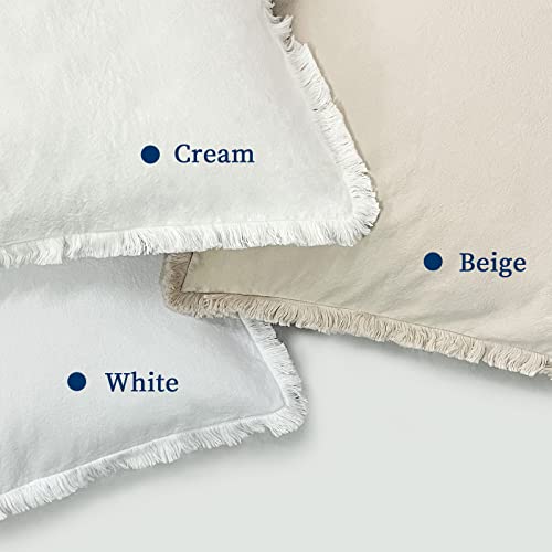Zwjd Pillow Covers 18X18 Set Of 2 Beige Throw Pillow Covers With Fringe Chic Cotton Decorative Pillows Square Cushion Covers For Sofa Couch Bed Living Room Farmhouse Boho Decor #TOP6