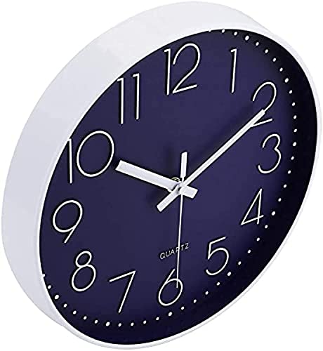 Image of TEKCOOL Plastic Digital Wall Clock 12 inch Silent Quartz Decorative Non-Ticking Classic Clock Battery Operated Round Easy to Read for Room /Home /Kitchen /Bedroom /Office /School- (Navyblue);