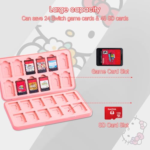 PERFECTSIGHT Switch Game Card Case for Nintendo Switch/Switch OLED/ Lite, Switch Game Holder Cartridge Case with 24 Game & 24 Micro SD Cards Storage ( Heart KT )