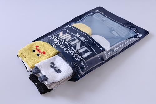 LINEMIN Kids Fuzzy Socks Boys Girls with Grips Non Slip Slipper Socks Cozy Fluffy Winter Warm Crew Socks 6 Pairs (Cute Animal 01,8-12 Years)4