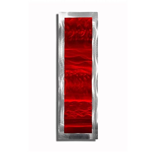 Statements2000 Vivacious Red & Silver Jewel Tone Modern Accent With Abstract Wave Etchings - Metal Wall Art - Contemporary Home Decor, Metallic Wall Accent - Inner Fire 2 By Jon Allen #TOP3