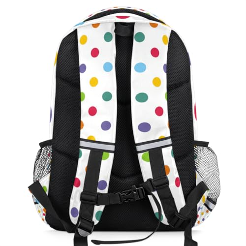 White 17 Inch Kids Backpacks for Teen Girls Women Polka Dot Seamless Pattern Laptop Backpack College Bookbags Middle School with Adjustable, Padded Straps3