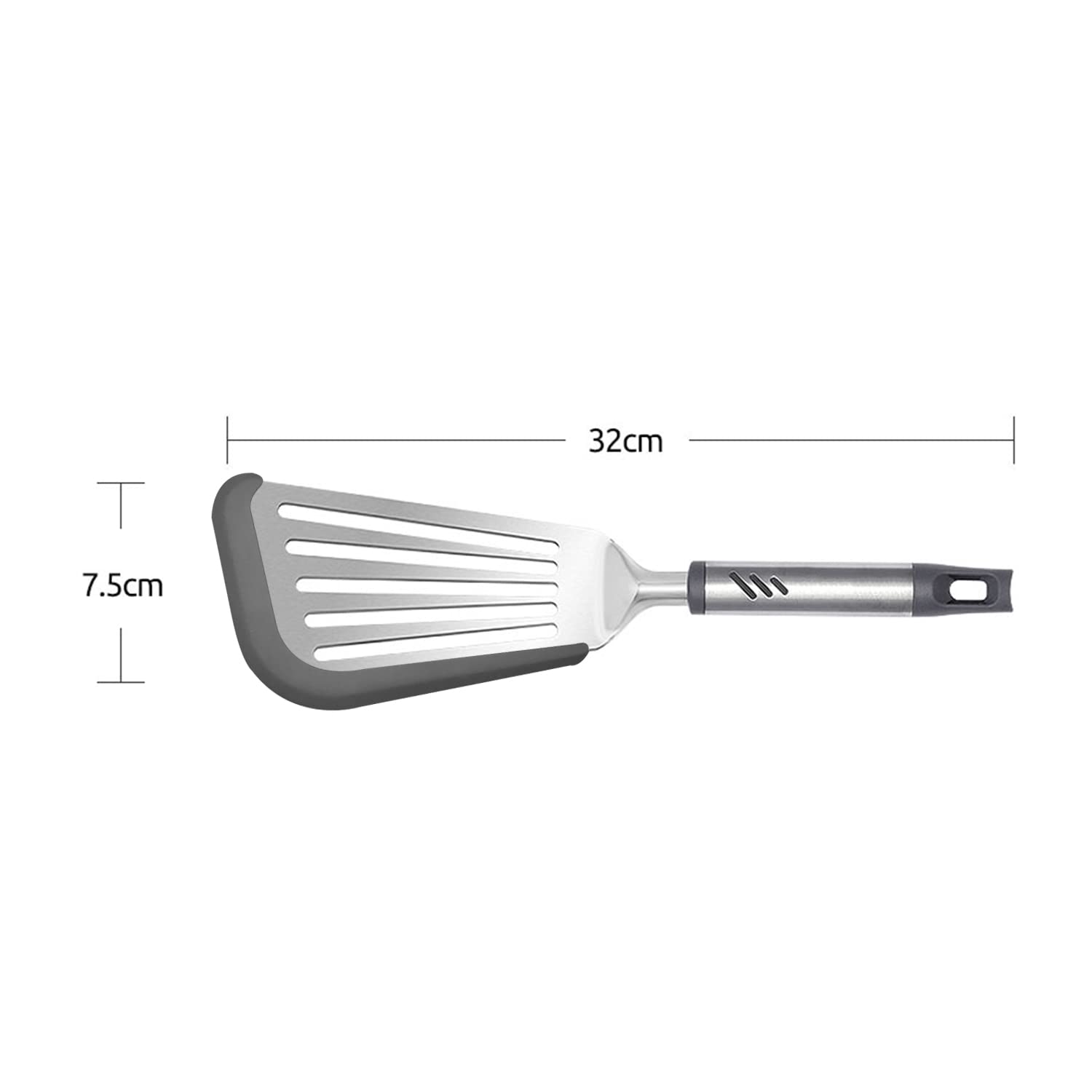 Lebabo Fish Spatula for Nonstick Cookware, Stainless Steel Slotted Spatula with Silicone Edge, Flexible Metal Turner for Cooking, Flipping, Frying, 12.6" Egg Flipper Utensils, Heat Resistant Handle - Image 8